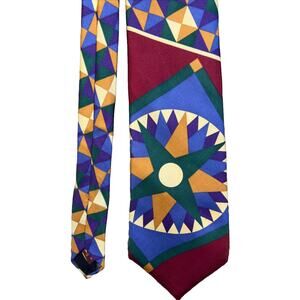 Metropolitan Museum Of Art Tie Silk Red Blue Geometric Graphic Print 4"x57"